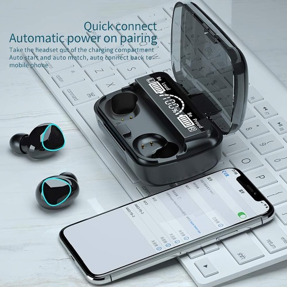 Bluetooth Wireless Earbuds in Black, Wireless Stereo Noise Reduction Headphones - Picture 2 of 7
